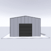 "20x40 garage kit featuring two fully-equipped, DIY assembly sections for ample storage or vehicle parking."